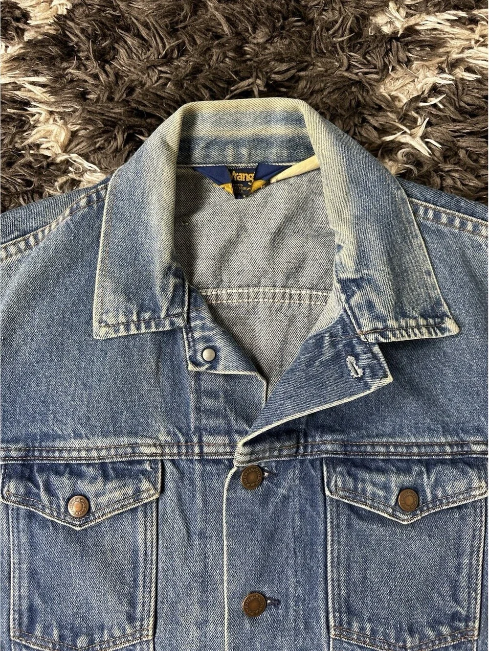 Vintage 80s Wrangler USA Denim Jacket Mens Size Medium 74571PW 13oz Trucker